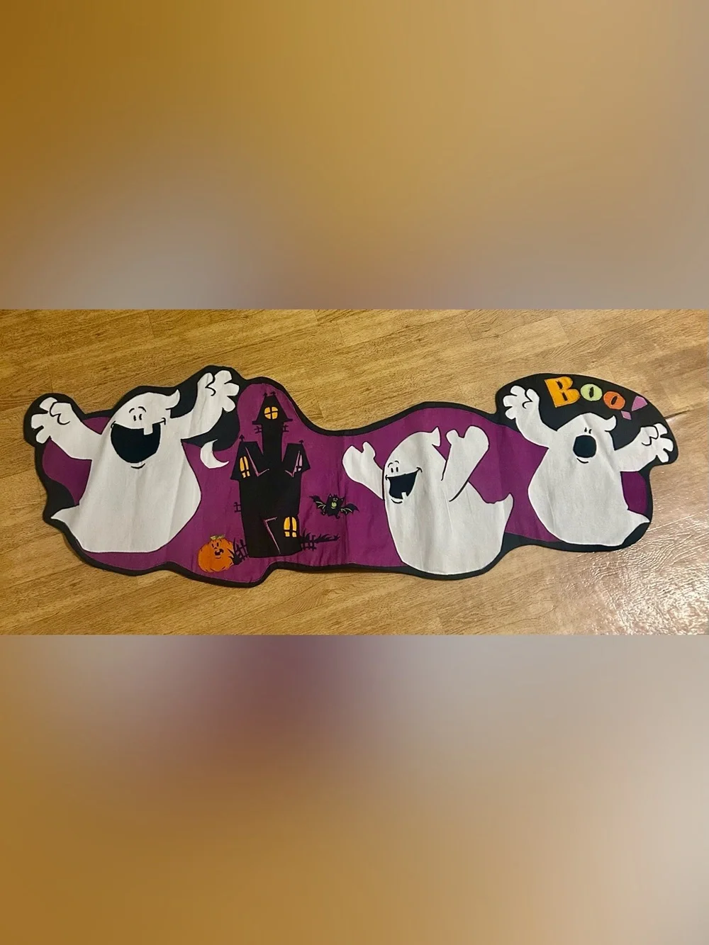 Adorable Halloween “BOO” Ghost Table Runner 12”-14” width x 41 1/2”